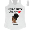 Vintage Customized Hello Fitty Shirt, Custom Birthday Shirt, Stepping Into 50 Like A Boss, 50th Birthday Shirt Ideas, 50th Birthday Shirts, 50th Birthday Shirt Ideas For Her