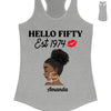 Vintage Customized Hello Fitty Shirt, Custom Birthday Shirt, Stepping Into 50 Like A Boss, 50th Birthday Shirt Ideas, 50th Birthday Shirts, 50th Birthday Shirt Ideas For Her