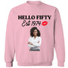 Vintage Customized Hello Fitty Shirt, Custom Birthday Shirt, Stepping Into 50 Like A Boss, 50th Birthday Shirt Ideas, 50th Birthday Shirts, 50th Birthday Shirt Ideas For Her