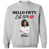 Vintage Customized Hello Fitty Shirt, Custom Birthday Shirt, Stepping Into 50 Like A Boss, 50th Birthday Shirt Ideas, 50th Birthday Shirts, 50th Birthday Shirt Ideas For Her