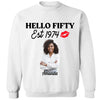 Vintage Customized Hello Fitty Shirt, Custom Birthday Shirt, Stepping Into 50 Like A Boss, 50th Birthday Shirt Ideas, 50th Birthday Shirts, 50th Birthday Shirt Ideas For Her