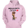Vintage Customized Hello Fitty Shirt, Custom Birthday Shirt, Stepping Into 50 Like A Boss, 50th Birthday Shirt Ideas, 50th Birthday Shirts, 50th Birthday Shirt Ideas For Her