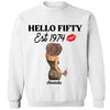 Vintage Customized Hello Fitty Shirt, Custom Birthday Shirt, Stepping Into 50 Like A Boss, 50th Birthday Shirt Ideas, 50th Birthday Shirts, 50th Birthday Shirt Ideas For Her