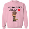 Vintage Customized Hello Fitty Shirt, Custom Birthday Shirt, Stepping Into 50 Like A Boss, 50th Birthday Shirt Ideas, 50th Birthday Shirts, 50th Birthday Shirt Ideas For Her