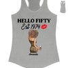 Vintage Customized Hello Fitty Shirt, Custom Birthday Shirt, Stepping Into 50 Like A Boss, 50th Birthday Shirt Ideas, 50th Birthday Shirts, 50th Birthday Shirt Ideas For Her