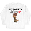 Vintage Customized Hello Fitty Shirt, Custom Birthday Shirt, Stepping Into 50 Like A Boss, 50th Birthday Shirt Ideas, 50th Birthday Shirts, 50th Birthday Shirt Ideas For Her