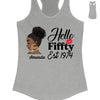 Vintage Customized Hello Fitty Shirt, Custom Birthday Shirt, Stepping Into 50 Like A Boss, 50th Birthday Shirt Ideas, 50th Birthday Shirts, 50th Birthday Shirt Ideas For Her