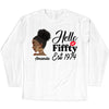 Vintage Customized Hello Fitty Shirt, Custom Birthday Shirt, Stepping Into 50 Like A Boss, 50th Birthday Shirt Ideas, 50th Birthday Shirts, 50th Birthday Shirt Ideas For Her