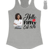 Vintage Customized Hello Fitty Shirt, Custom Birthday Shirt, Stepping Into 50 Like A Boss, 50th Birthday Shirt Ideas, 50th Birthday Shirts, 50th Birthday Shirt Ideas For Her