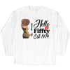 Vintage Customized Hello Fitty Shirt, Custom Birthday Shirt, Stepping Into 50 Like A Boss, 50th Birthday Shirt Ideas, 50th Birthday Shirts, 50th Birthday Shirt Ideas For Her