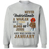 Never Underestimate A Woman Who Is Covered By The Blood Of Jesus And Was Born In Shirt, Birthday Month Shirt, Custom Month of Women Birthday Shirt, 50th birthday shirt