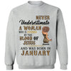 Never Underestimate A Woman Who Is Covered By The Blood Of Jesus And Was Born In Shirt, Birthday Month Shirt, Custom Month of Women Birthday Shirt, 50th birthday shirt
