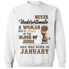 Never Underestimate A Woman Who Is Covered By The Blood Of Jesus And Was Born In Shirt, Birthday Month Shirt, Custom Month of Women Birthday Shirt, 50th birthday shirt