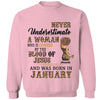 Never Underestimate A Woman Who Is Covered By The Blood Of Jesus And Was Born In Shirt, Birthday Month Shirt, Custom Month of Women Birthday Shirt, 50th birthday shirt