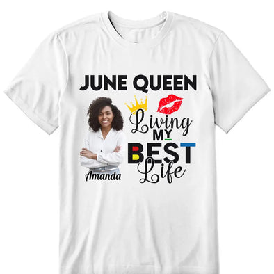 Personalized Birthday Month Shirt, Name and Age Birthday Shirt, Custom Birthday Women Shirt, Living My Best Life Shirt