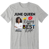 Personalized Birthday Month Shirt, Name and Age Birthday Shirt, Custom Birthday Women Shirt, Living My Best Life Shirt