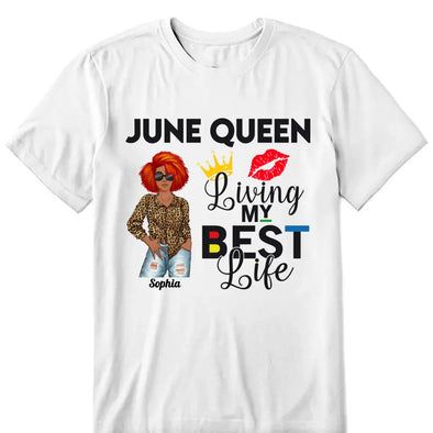 Personalized Birthday Month Shirt, Name and Age Birthday Shirt, Custom Birthday Women Shirt, Living My Best Life Shirt