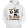 Personalized Photo Birthday Month Shirt, Name and Age Birthday Shirt, Custom Birthday Women Shirt, I Am A Girl Please Don't Try Me Shirt, Try Jesus He's Still Working On Me Shirt