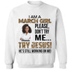 Personalized Photo Birthday Month Shirt, Name and Age Birthday Shirt, Custom Birthday Women Shirt, I Am A Girl Please Don't Try Me Shirt, Try Jesus He's Still Working On Me Shirt