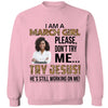 Personalized Photo Birthday Month Shirt, Name and Age Birthday Shirt, Custom Birthday Women Shirt, I Am A Girl Please Don't Try Me Shirt, Try Jesus He's Still Working On Me Shirt