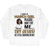 Personalized Photo Birthday Month Shirt, Name and Age Birthday Shirt, Custom Birthday Women Shirt, I Am A Girl Please Don't Try Me Shirt, Try Jesus He's Still Working On Me Shirt