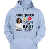 Personalized Birthday Month Shirt, Name and Age Birthday Shirt, Custom Birthday Women Shirt, Living My Best Life Shirt