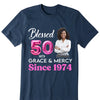 Blessed Grace and Mercy Since 1974 Shirt, Custom Photo Shirt, 50th Birthday Shirt Ideas For Her