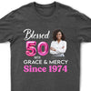 Blessed Grace and Mercy Since 1974 Shirt, Custom Photo Shirt, 50th Birthday Shirt Ideas For Her