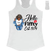 Vintage Customized Hello Fitty Shirt, Custom Birthday Shirt, Stepping Into 50 Like A Boss, 50th Birthday Shirt Ideas, 50th Birthday Shirts, 50th Birthday Shirt Ideas For Her