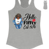 Vintage Customized Hello Fitty Shirt, Custom Birthday Shirt, Stepping Into 50 Like A Boss, 50th Birthday Shirt Ideas, 50th Birthday Shirts, 50th Birthday Shirt Ideas For Her