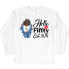 Vintage Customized Hello Fitty Shirt, Custom Birthday Shirt, Stepping Into 50 Like A Boss, 50th Birthday Shirt Ideas, 50th Birthday Shirts, 50th Birthday Shirt Ideas For Her