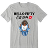 Vintage Customized Hello Fitty Shirt, Custom Birthday Shirt, Stepping Into 50 Like A Boss, 50th Birthday Shirt Ideas, 50th Birthday Shirts, 50th Birthday Shirt Ideas For Her