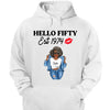 Vintage Customized Hello Fitty Shirt, Custom Birthday Shirt, Stepping Into 50 Like A Boss, 50th Birthday Shirt Ideas, 50th Birthday Shirts, 50th Birthday Shirt Ideas For Her