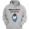 Vintage Customized Hello Fitty Shirt, Custom Birthday Shirt, Stepping Into 50 Like A Boss, 50th Birthday Shirt Ideas, 50th Birthday Shirts, 50th Birthday Shirt Ideas For Her