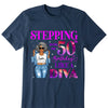 Customized Hello Fitty Shirt, Custom Birthday Shirt, Stepping into 50 Like A Diva Shirt, 50th birthday shirt Ideas, 50th Birthday Shirts, 50th Birthday Shirt Ideas For Her
