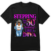 Customized Hello Fitty Shirt, Custom Birthday Shirt, Stepping into 50 Like A Diva Shirt, 50th birthday shirt Ideas, 50th Birthday Shirts, 50th Birthday Shirt Ideas For Her
