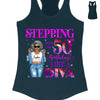 Customized Hello Fitty Shirt, Custom Birthday Shirt, Stepping into 50 Like A Diva Shirt, 50th birthday shirt Ideas, 50th Birthday Shirts, 50th Birthday Shirt Ideas For Her
