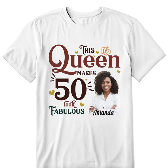 This Queen Makes 50 Look Fabulous, Stepping Into My 50th Birthday Live A Diva Shirt, Custom 50th Birthday Shirt For Women, 50 Years Old Birthday Shirt, Personalized Birthday Gift