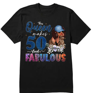This Queen Makes 50 Look Fabulous, Stepping Into My 50th Birthday Live A Diva Shirt, Custom 50th Birthday Shirt For Women, 50 Years Old Birthday Shirt, Personalized Birthday Gift