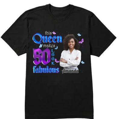 This Queen Makes 50 Look Fabulous, Stepping Into My 50th Birthday Live A Diva Shirt, Custom 50th Birthday Shirt For Women, 50 Years Old Birthday Shirt, Personalized Birthday Gift