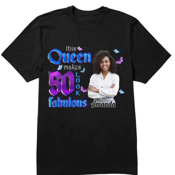 This Queen Makes 50 Look Fabulous, Stepping Into My 50th Birthday Live A Diva Shirt, Custom 50th Birthday Shirt For Women, 50 Years Old Birthday Shirt, Personalized Birthday Gift