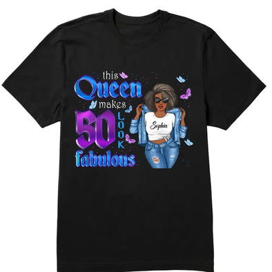 This Queen Makes 50 Look Fabulous, Stepping Into My 50th Birthday Live A Diva Shirt, Custom 50th Birthday Shirt For Women, 50 Years Old Birthday Shirt, Personalized Birthday Gift