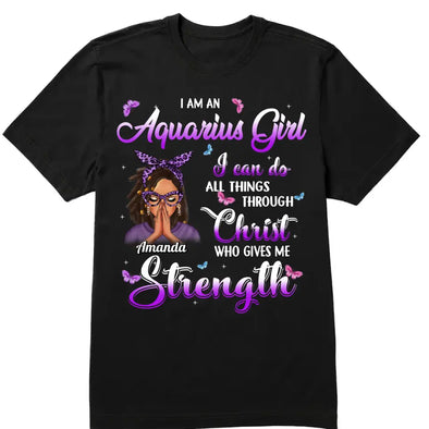 I Can Do ALl Things Through Christ Who Gives Me Strength Shirt, Customized Birthday Month Shirt For Girl, Custom Name Custom Date Birthday Gift Shirt