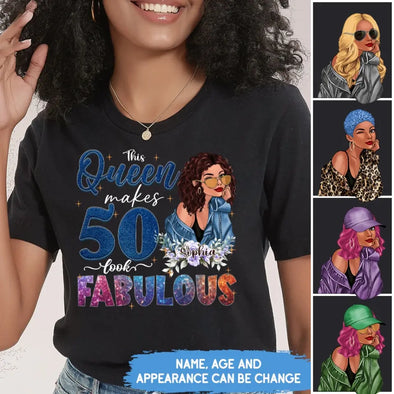 This Queen Makes 50 Look Fabulous, Stepping Into My 50th Birthday Live A Diva Shirt, Custom 50th Birthday Shirt For Women, 50 Years Old Birthday Shirt, Personalized Birthday Gift