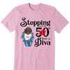 Stepping Into My 50th Birthday Like A Diva, Custom Birthday Shirts, Turning 50 Shirt