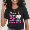 Blessed Grace and Mercy Since 1974 Shirt, Custom Photo Shirt, 50th Birthday Shirt Ideas For Her
