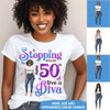 Custom 50th Birthday Shirt, Stepping Into My 50th Birthday Live A Diva Shirt, Custom 50th Birthday Shirt For Women, 50 Years Old Birthday Shirt, Personalized Birthday Gift, Birthday Girl, 50 Birthday Women
