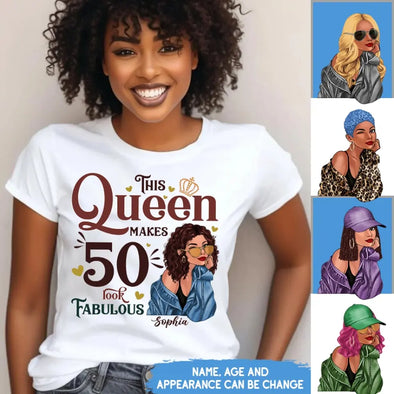 This Queen Makes 50 Look Fabulous, Custom 50th Birthday Shirt For Women, 50 Years Old Birthday Shirt, Personalized Birthday Gift. 50th Birthday shirt, Birthday Girl, 50 Birthday Women