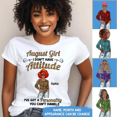 Custom Photo I Don't Have Attitude I've Got A Personality You Can't Handle Shirt, Birthday Month Shirt, Custom Name and Age Birthday Shirt, Custom Birthday Women Shirt