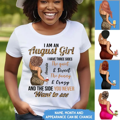Personalized Birthday Women Shirt, I Have Three Sides The Quite and Sweet The Funny and Crazy And The Side You Never Want To See Shirt, Custom Birthday Month Shirt, Custom Birthday Shirt